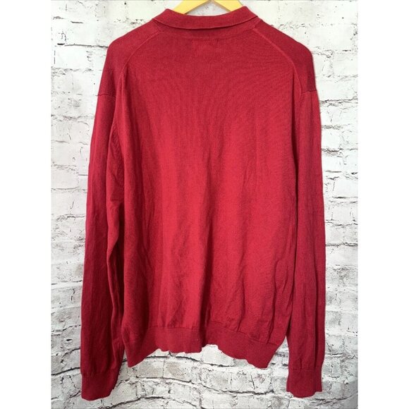 Eddie Bauer Red Collared Mens Sweater Cotton Cashmere XL Pullover - Picture 3 of 3